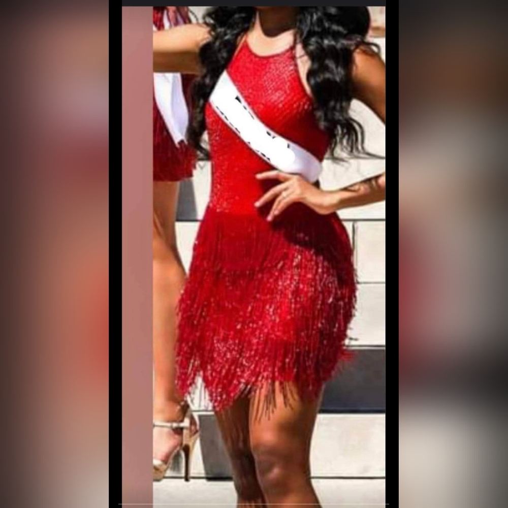 Red Fringe Cocktail Dress